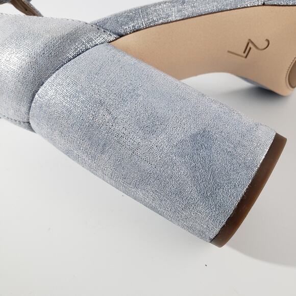 27 Edit Naturalizer Briar Blue Metallic Suede Block Heels - Picture 9 of 9